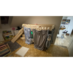 Kinderhoogslaper met trap en glijbaan van natuurlijk grenen hout